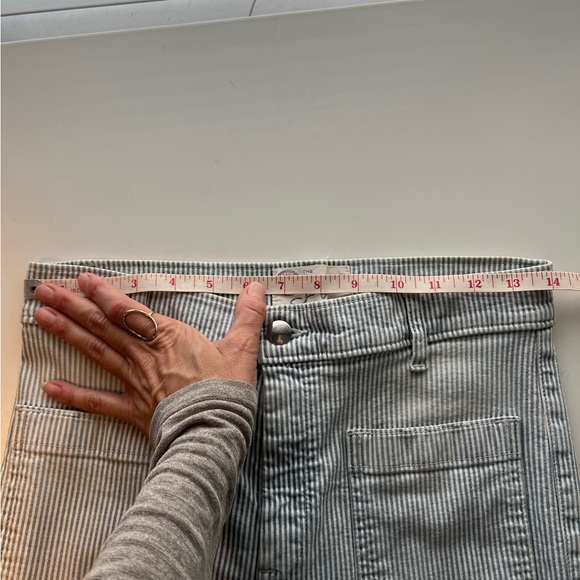 RARE Seafarer Circe High Waisted Blue Pinstripe Stretch Vintage Dungaree 27 - Picture 13 of 16